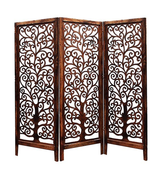 Buy Solid Wood Room Divider in Brown Colour by Wooden Twist Online