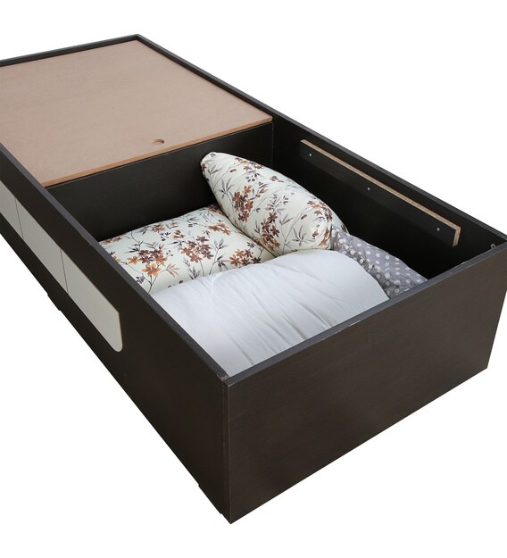 Buy Abril Single Bed with Box Storage in Wenge Finish Mintwud by