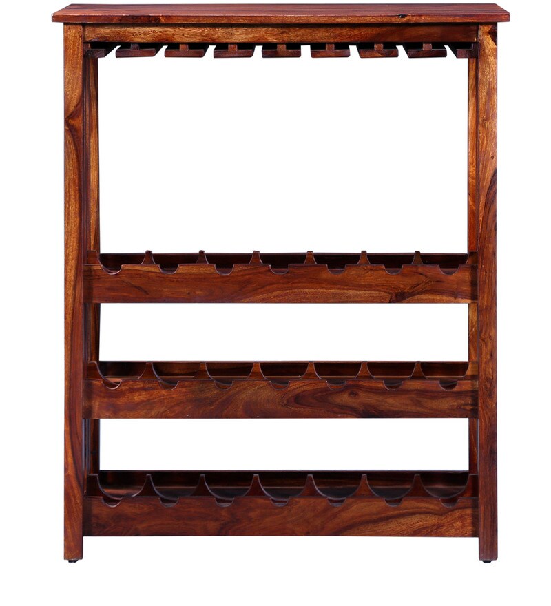 Buy Abbey Solid Wood Wine Rack in Honey Oak Finish By Woodsworth Online