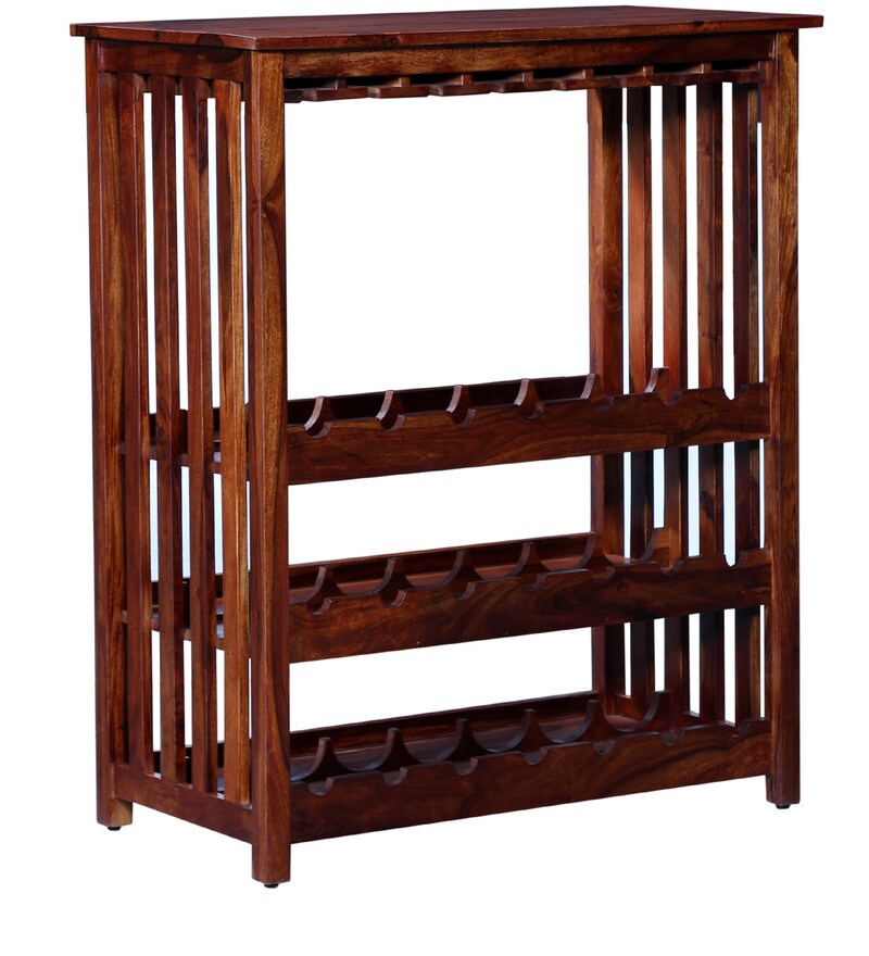 Buy Abbey Solid Wood Wine Rack in Honey Oak Finish By Woodsworth Online