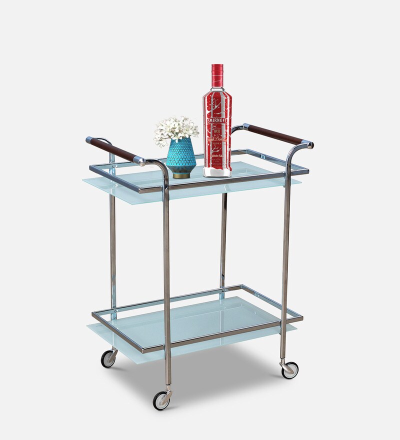 Buy Abelia Metal Bar Trolley in White Colour By Home Online Bar