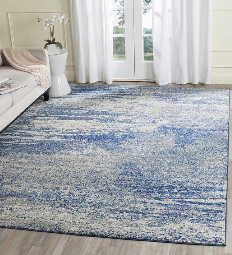 Buy Blue Nylon Abstract 4 x 6 Feet Machine Made Carpet by Status Online