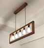 Abacus 5 Lights Brown Solid Wood Linear Chandelier Cluster Hanging Light