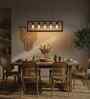 Abacus 5 Lights Brown Solid Wood Linear Chandelier Cluster Hanging Light