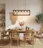 Abacus 5 Lights Brown Solid Wood Linear Chandelier Cluster Hanging Light