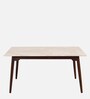 Abate Marble Top 6 Seater Dining Table in Teak Wood Finish
