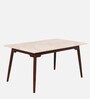 Abate Marble Top 6 Seater Dining Table in Teak Wood Finish