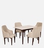 Abate Marble Top 4 Seater Dining Set in Teak Wood Finish