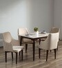 Abate Marble Top 4 Seater Dining Set in Teak Wood Finish