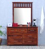 Abbey Solid Wood Dressing Table with Mirror in Honey Oak Finish