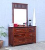 Abbey Solid Wood Dressing Table with Mirror in Honey Oak Finish