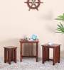Abbey Sheesham Wood Nest Of Tables In Honey Oak Finish