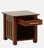 Abbey Sheesham Wood Bedside Table in Scratch Resistant Honey Oak Finish With Drawer