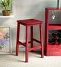 Abbey Solid Wood Bar Stool in Spicy Red Finish