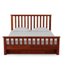 Abbey Sheesham Wood Queen Size Bed With Drawer Storage In Honey Oak Finish