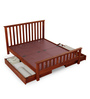 Abbey Sheesham Wood Queen Size Bed With Drawer Storage In Honey Oak Finish
