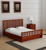 Abbey Sheesham Wood Queen Size Bed With Drawer Storage In Honey Oak Finish