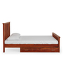 Abbey Sheesham Wood Queen Size Bed With Drawer Storage In Honey Oak Finish