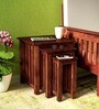 Abbey Sheesham Wood Nest Of Tables In Honey Oak Finish