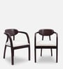 Abetos Teak Wood Arm Chairs in Brown Colour Set Of 2