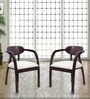 Abetos Teak Wood Arm Chairs in Brown Colour Set Of 2
