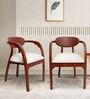 Abetos Teak Wood Arm Chairs In Brown  Finish