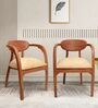 Abetos Teak Wood Arm Chairs In Teak Beige Finish