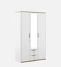 Abran 3 Door Wardrobe With Mirror & Locker In High Gloss White Finish