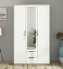 Abran 3 Door Wardrobe With Mirror & Locker In High Gloss White Finish