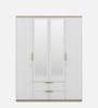Abran 4 Door Wardrobe With Mirror & Locker In High Gloss White Finish