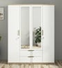 Abran 4 Door Wardrobe With Mirror & Locker In High Gloss White Finish