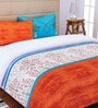 Orange Floral 220 TC Cotton King Sized Bed Sheets with 2 Pillow Covers