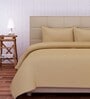 Beige Striped 220 TC Cotton King Sized Bed Sheets with 2 Pillow Covers