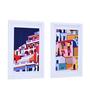 Abstract 3D Set of 2 Multicolour Engineered Wood Paintings