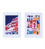 Abstract 3D Set of 2 Multicolour Engineered Wood Paintings
