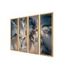 French Multicolour Canvas Framed Abstract Art Panel Set of 4