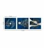 Abstract Blue Canvas Framed People and Places Art Panels Set of 3