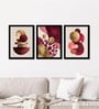Burgundy & Gold Abstract Wall Art Framed Set of 3