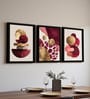 Burgundy & Gold Abstract Wall Art Framed Set of 3