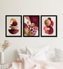 Burgundy & Gold Abstract Wall Art Framed Set of 3