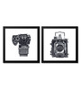 Camera White Paper & Wood Framed Art Print Set of 2