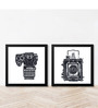Camera White Paper & Wood Framed Art Print Set of 2
