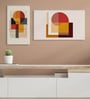 Abstract Circle and Square Prints Set of 4 Canvas Wall Painting Stretch Canvas Frame