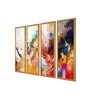 Rooster Multicolour Canvas Framed Abstract Art Panel Set of 4