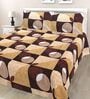 Brown Abstract Cotton Queen Double Size Bed Sheet With 2 Pillow Covers