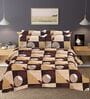 Brown Abstract Cotton Queen Double Size Bed Sheet With 2 Pillow Covers