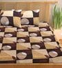 Brown Abstract Cotton Queen Double Size Bed Sheet With 2 Pillow Covers