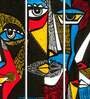 Abstract Faces Multicolour Canvas Framed People & Places Art Panel Set of 5