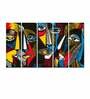 Abstract Faces Multicolour Canvas Framed People & Places Art Panel Set of 5