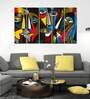 Abstract Faces Multicolour Canvas Framed People & Places Art Panel Set of 5